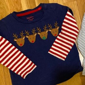 Baby Boden Navy Reindeer Baby Shirt